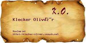 Klecker Olivér névjegykártya